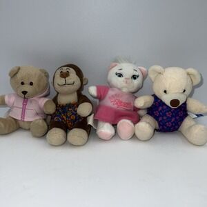 Build A‎ Bear 4 Mini Stuffed Plush BABW Teddy, Kitty,  Monkey, & Velvet Teddy